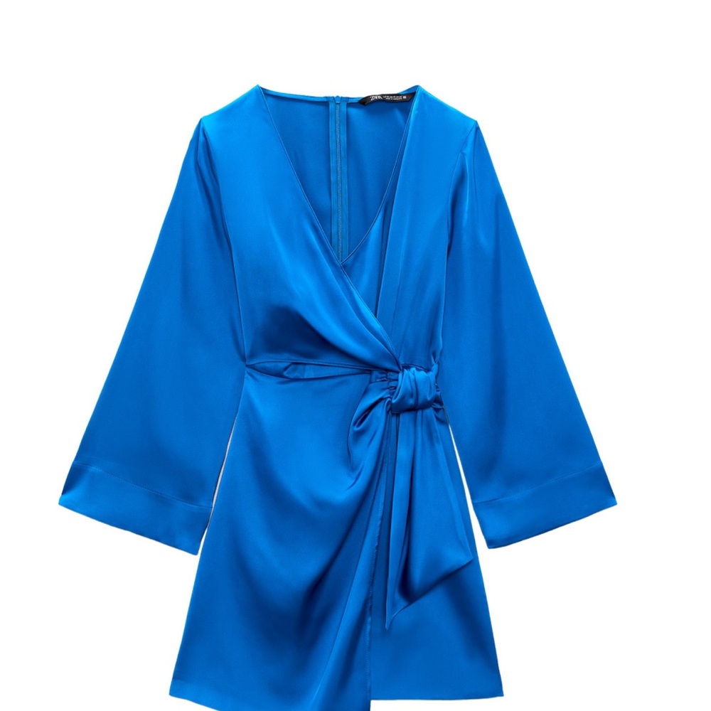 SATIN EFFECT WRAP DRESS - Picture 3 of 7